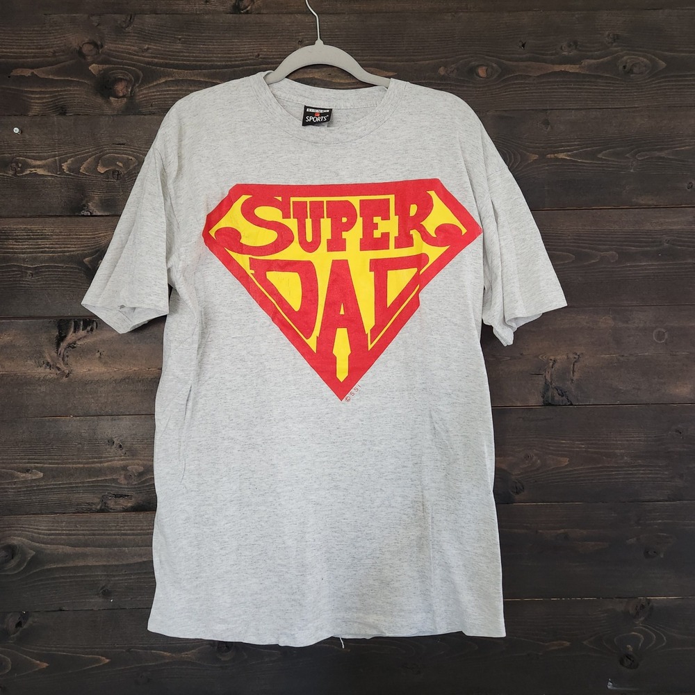Vintage Signal Sports Super Dad Shirt Single Stitch Gray Made in USA Large
